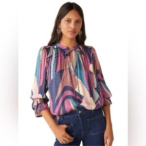 ba&sh Win Tie Puff Sleeve Blouse NWT